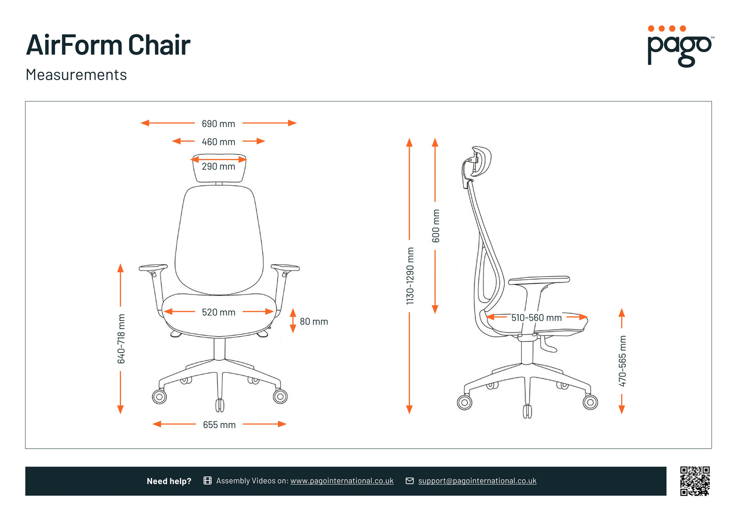 Pago AirForm - Synchro Ergonomic Chair Color__midnighthr