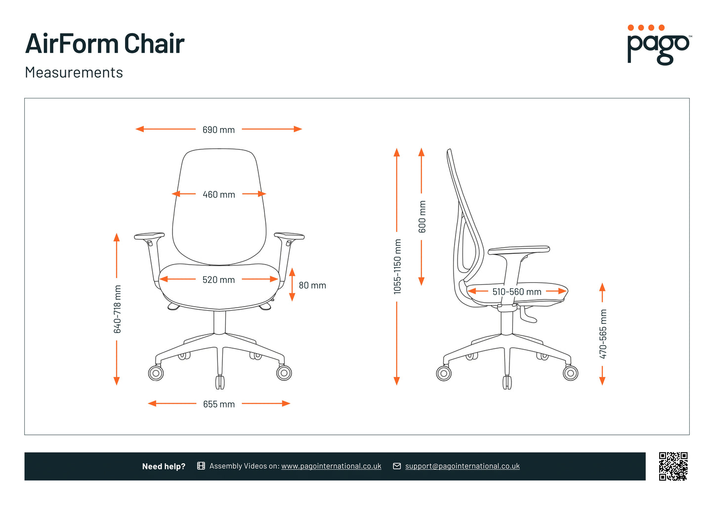 Pago AirForm - Synchro Ergonomic Chair Color__midnight