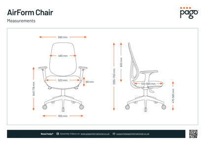 Pago AirForm - Synchro Ergonomic Chair  Color__ash